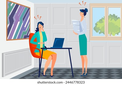 Puzzled employees failing in solving issues. Useless office worker, question marks, papers flat vector illustration. Business failure, error concept
