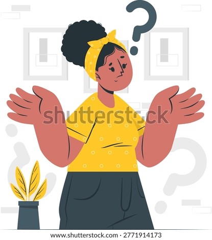 Puzzled female shrugging, having no idea what to do. person feeling doubt, bewilderment, and curiosity.