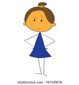 Puzzled girl. Illustration on white background. Vector