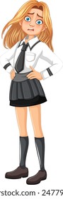 A puzzled girl in school attire