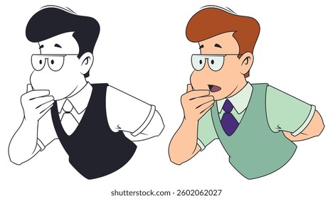 Puzzled man. Funny people. Illustration concept template for website, web landing page, banner, presentation, social, poster, promotion or print media.