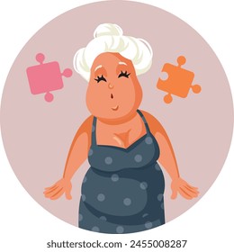 
Puzzled Middle Aged Woman Thinking Vector Cartoon illustration
Stressed lady forgetting and feeling concerned about amnesia 
