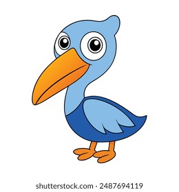 Ilustración vectorial de ícono de pelícano desconcertado