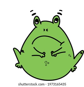 Puzzled, pensive frog cartoon image vector illustration