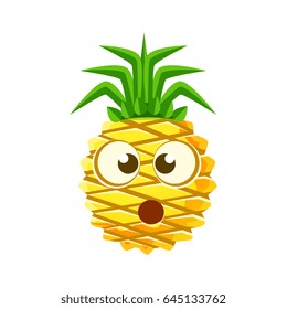 Puzzled pineapple face. Cute cartoon emoji character vector Illustration