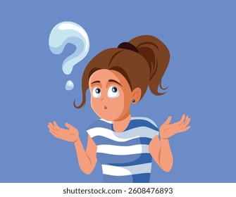 
Puzzled Teen Not Knowing What to Choose Vector Cartoon. Confused teenager looking for the answers to her questions
