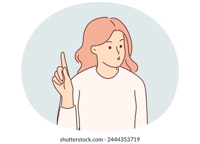 Puzzled woman waving finger to show dissatisfaction with opponent words and say no to discriminatory actions. Displeased girl showing no gesture defending herself from gender discriminatory