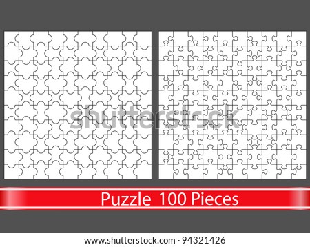 Puzzles with 100 pieces, vector illustration Stock photo © 
