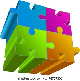 Puzzles 3d vector illustration on white background