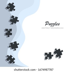 Puzzles. Abstract background, poster. Vector illustration isolated on white background with place for text.
