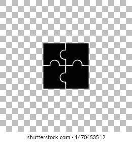 Puzzles. Black flat icon on a transparent background. Pictogram for your project