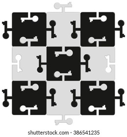 Puzzles Black White with the keys