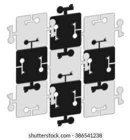 Puzzles Black White with the keys in the amount of