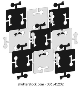 Puzzles black white keys volume