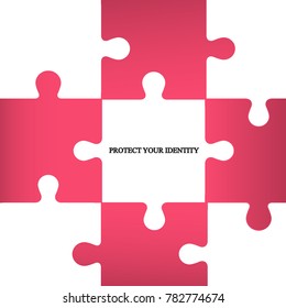 Puzzles. Business illustration with the inscription:protect your identity