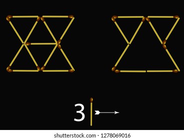 Puzzles for children and adults, shift the matches and get the result - another drawing.
