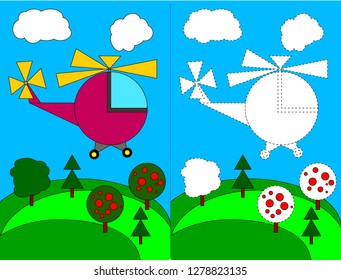 Puzzles for children. Connect the points. Coloring for kids.Circle, square, triangle. We learn shapes. Logic tasks for preschool children.   Workbook  for preschool education. 