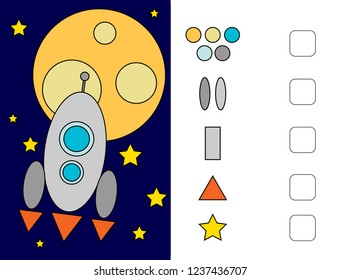 Puzzles for children. We learn shapes. Circle, square, triangle. Logic tasks for preschool children.  Workbook  for preschool education. 