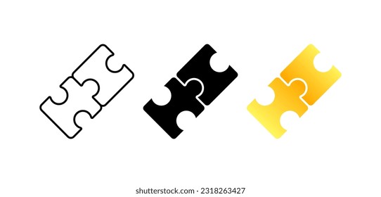 Puzzles. Different styles, colored, puzzle elements, puzzle pieces. Vector icons.