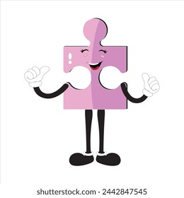 Caras de rompecabezas. Piezas de rompecabezas brillantes divertidas personajes sonrisa linda o emoción de cara enojada, rompecabezas emoji unirse a amigos forma creativa mascota concepto de mascota ilustración vectorial de la expresión del rompecabezas divertido