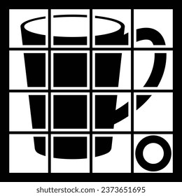 Rompecabezas en forma de taza. machacar las partes para complacerlo. Concepto de gran idea. Completar la idea