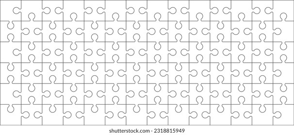 Puzzles grid background. Jigsaw puzzle transparent line blank template.