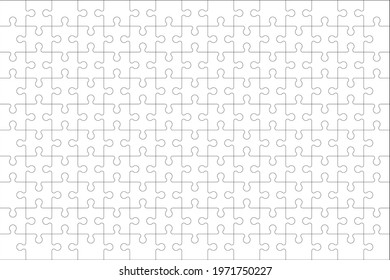 Puzzles grid - blank template. Jigsaw puzzle with 150 pieces. Mosaic background for thinking game is 15x10 size. Game with details. Vector illustration.