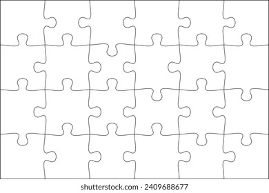 Puzzles grid. blank template. Jigsaw puzzle with 24 pieces. Mosaic background for thinking game is 3x2 size. Game with details. Vector illustration.