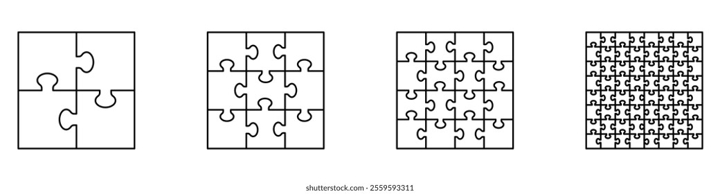 Puzzles grid - blank template.Game with details. Vector illustration.
