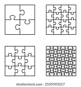 Puzzles grid - blank template.Game with details. Vector illustration.