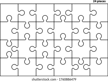 Puzzles Grid Template. Jigsaw Puzzle 24 Pieces Stock Vector - Illustration  of idea, show: 148348759