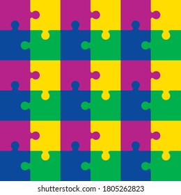 Puzzles grid template. Jigsaw puzzle 36 pieces,
