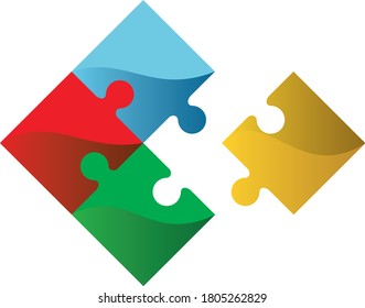 Puzzles grid template. Jigsaw puzzle 4 pieces,