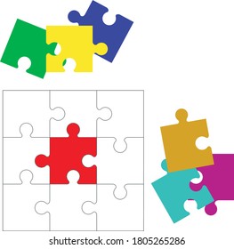 Puzzles Gittervorlage. Puzzle 9 Stück