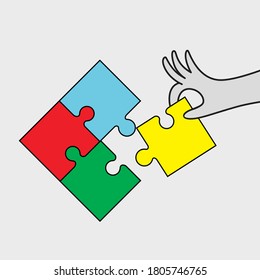 Puzzles grid template.Business assemble metaphor or puzzles game challenge vector illustration
