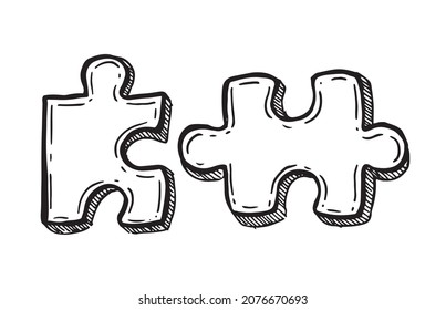 Puzzles hand drawn vector illustration.