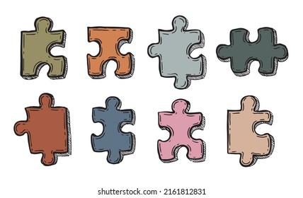 Puzzles hand drawn vector illustration.	
