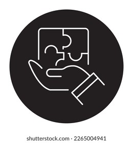 Icono de línea de color de las manos. Solución de problemas. Éxito de la asociación. Ilustración del vector