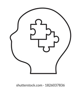 Puzzles in head line style icon design, Jigsaw game object teamwork match toy element connection and solution theme Vector illustration