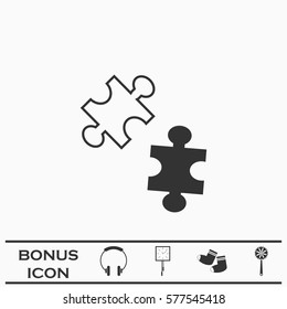 Puzzles icon flat. Black pictogram on white background. Vector illustration symbol and bonus button