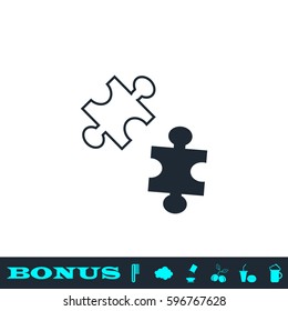 Puzzles icon flat. Black pictogram on white background. Vector illustration symbol and bonus button