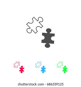 Puzzles icon flat. Color pictogram on white background. Vector illustration symbol and bonus icons