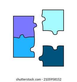 Puzzles icon. Game symbol. Colored sign. Part of toy. Outline element. Simple design. Vector illustration. Stock image. 