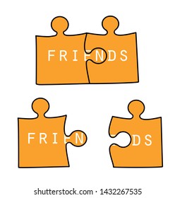 puzzles with an inscription friends. friendship day. vector illustration