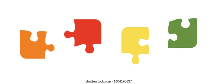 puzzles isolated on white background, colored pieces, set of icons, blanks for the game