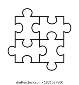 Puzzles line style icon design, Jigsaw game object teamwork match toy element connection and solution theme Vector illustration