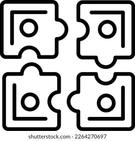 Diseño de iconos de vectores de línea de rompecabezas