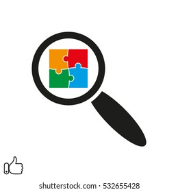 puzzles, magnifier, icon, vector illustration EPS 10