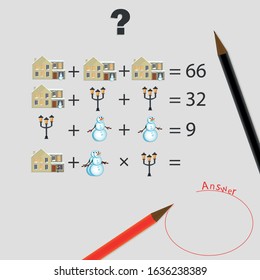 puzzles with a numerical solution. riddles. Answer. Counting games for kids and adults. Educational math game. Result. 