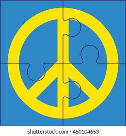 Puzzles of peace symbol. Sign for international peace day on september twenty-one.